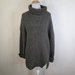 Express Women's Gray Green Chunky Oversized Cowl Neck Wool Sweater Size Small